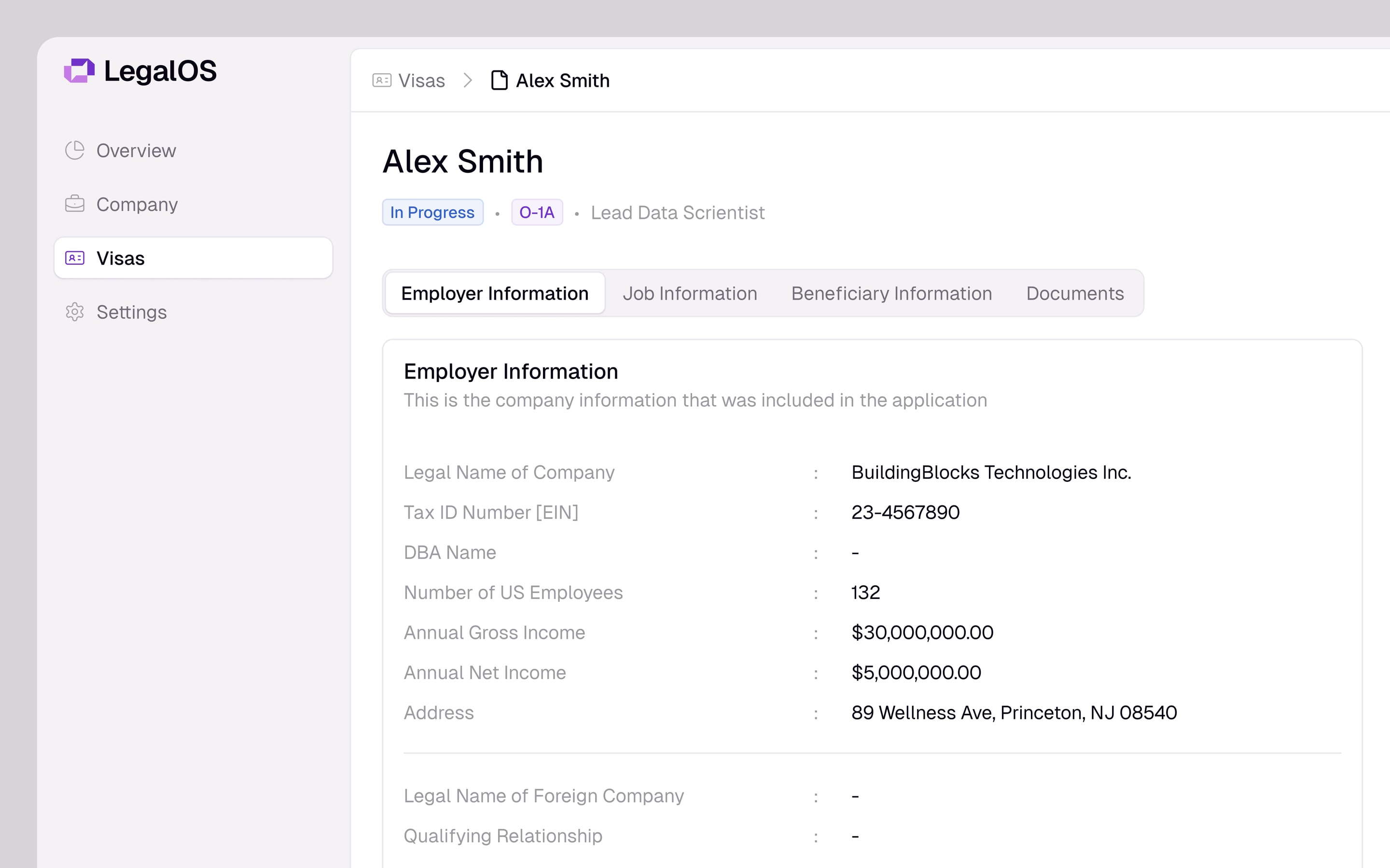 LegalOS product screen 4